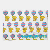 Cheerful Baby Elephant Hot Air Balloon キッチンタオル (横)