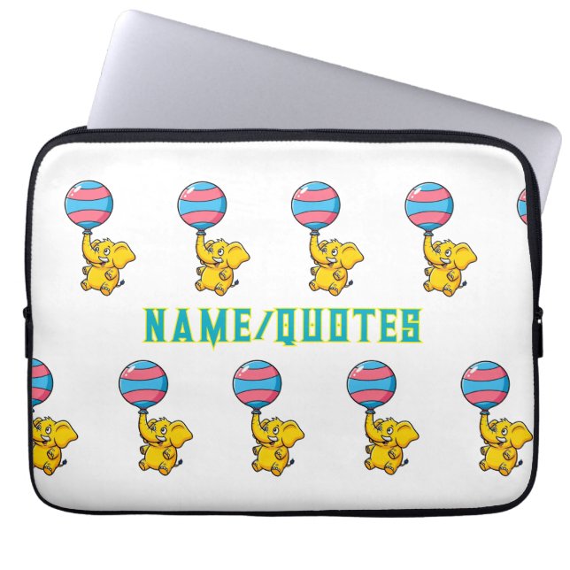 Cheerful Baby Elephant Hot Air Balloon ラップトップスリーブ (正面)