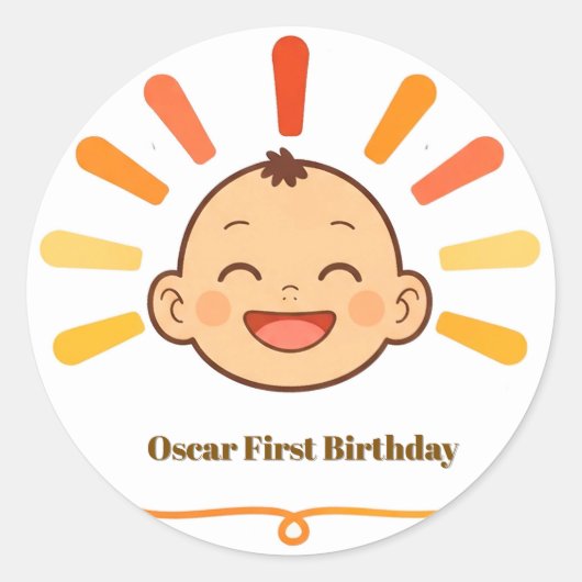 Cheerful Baby With Smiling Face ラウンドシール (正面)