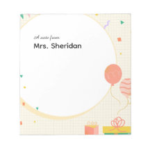 Cheerful Balloons & Lines Teacher Notepad