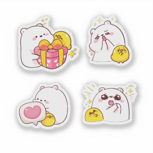 Cheerful Bear and Chick Duo シール (正面)