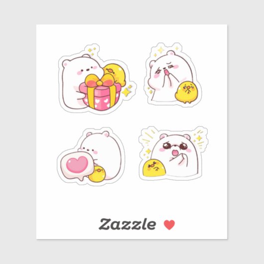 Cheerful Bear and Chick Duo シール (シート)