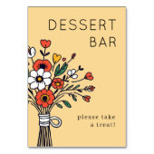 Cheerful Beige Floral Illustration テーブルナンバー (裏面)
