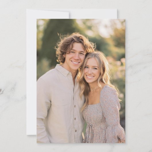 Cheerful Beige Floral Photo 招待状 (正面)