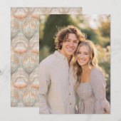 Cheerful Beige Floral Photo 招待状 (正面/裏面)