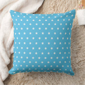 Cheerful Blue Background with White Star Pattern クッション (ブランケット)