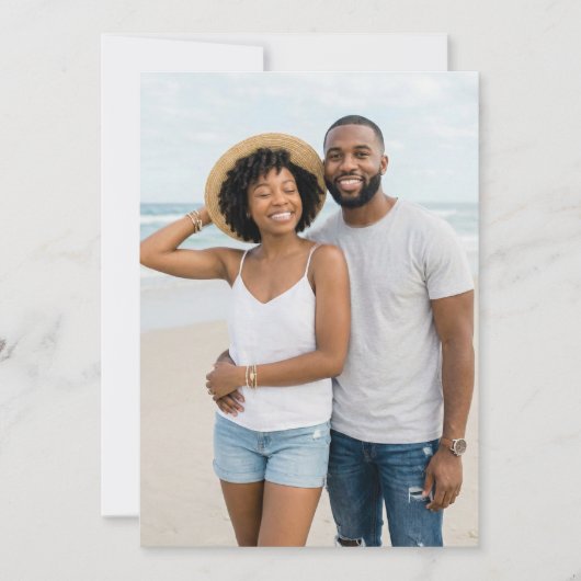 Cheerful Blue Beach Photo 招待状 (正面)