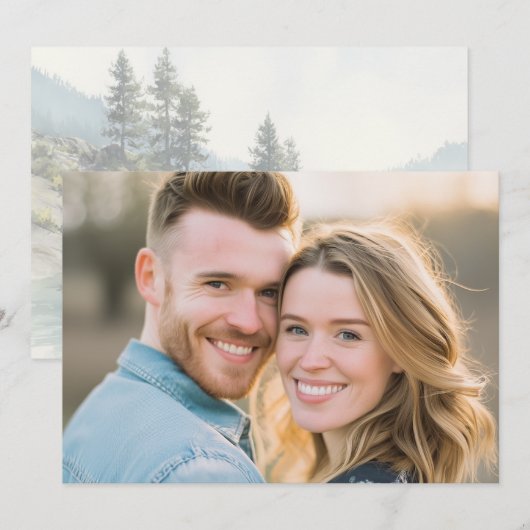 Cheerful Blue Denim Photo 招待状 (正面/裏面)