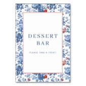 Cheerful Blue Floral Dessert Bar Sign テーブルナンバー (裏面)
