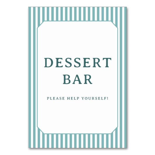 Cheerful Blue Striped Dessert Bar Sign テーブルナンバー (正面)