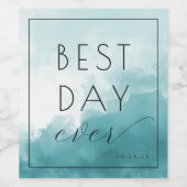 Cheerful Blue Watercolor Waves ワインラベル (シングルラベル)