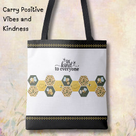 Cheerful Bumblebee "Be Kind" Sunflower Market Tote トートバッグ
