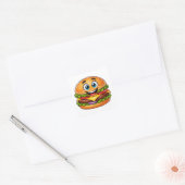 Cheerful Burger Character With Vibrant LayeSticker スクエアシール (封筒)