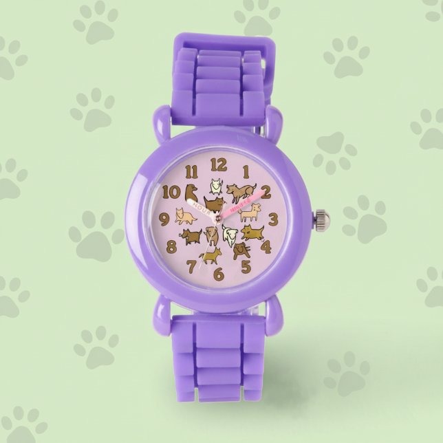 Cheerful Cartoon Dogs Watch for Kids 腕時計 (Cute wrist watch for kids who love dogs.)