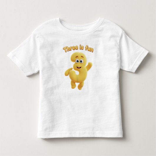Cheerful Cartoon Number 3 | "Three is Fun" トドラーTシャツ (正面)