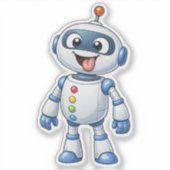 Cheerful Cartoon Robot Custom-Cut Vinyl Sticker シール (正面)