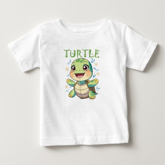 Cheerful Cartoon Turtle ベビーTシャツ (正面)