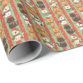 Cheerful Cat Carolers Christmas Singing Feline  ラッピングペーパー (ロールコーナー)