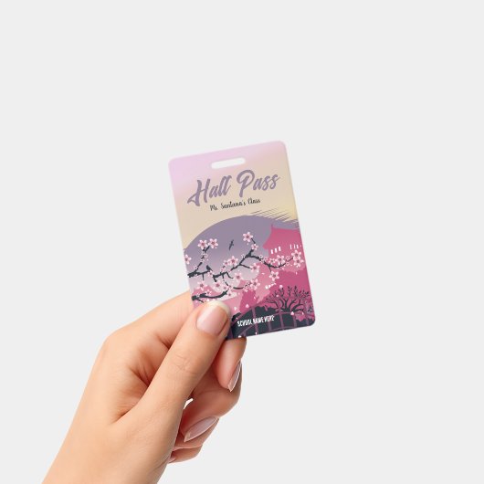 Cheerful Cherry Blossom Hall Pass Customizable バッジ (手持ち)