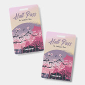 Cheerful Cherry Blossom Hall Pass Customizable バッジ (正面＆裏面)