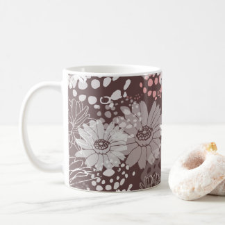 Cheerful chocolate Bohemian floral mug コーヒーマグカップ
