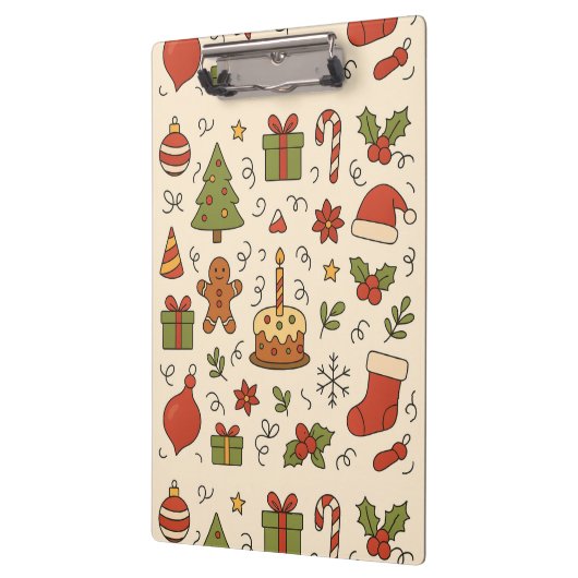 Cheerful Christmas Doodle Pattern クリップボード (左)