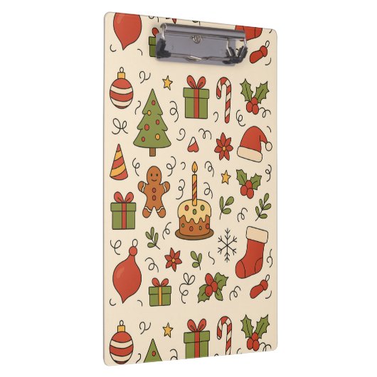 Cheerful Christmas Doodle Pattern クリップボード (右)