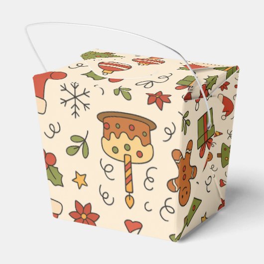 Cheerful Christmas Doodle Pattern フェイバーボックス (裏面サイド)