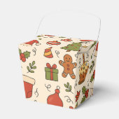 Cheerful Christmas Doodle Pattern フェイバーボックス (正面サイド)