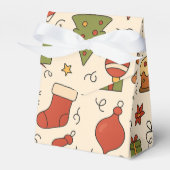 Cheerful Christmas Doodle Pattern フェイバーボックス (正面サイド)