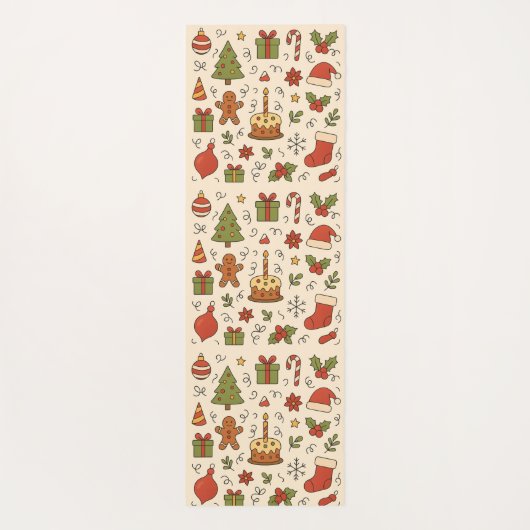 Cheerful Christmas Doodle Pattern ヨガマット (裏面)