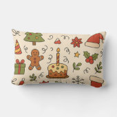 Cheerful Christmas Doodle Pattern ランバークッション (裏面)