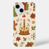 Cheerful Christmas Doodle Pattern Case-Mate iPhoneケース (裏面)