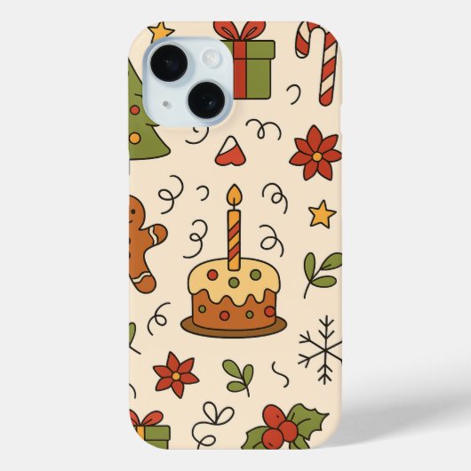 Cheerful Christmas Doodle Pattern Case-Mate iPhoneケース (裏面)