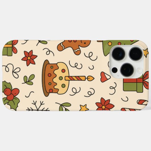 Cheerful Christmas Doodle Pattern Case-Mate iPhoneケース (裏面 (横))