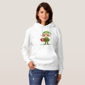 Cheerful Christmas Elf with Gift – Holiday Hoodie パーカ (正面フル)