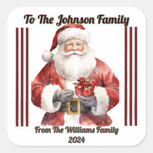 Cheerful Christmas Gift Sticker スクエアシール (正面)