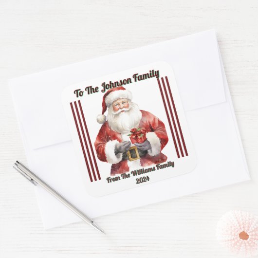 Cheerful Christmas Gift Sticker スクエアシール (封筒)