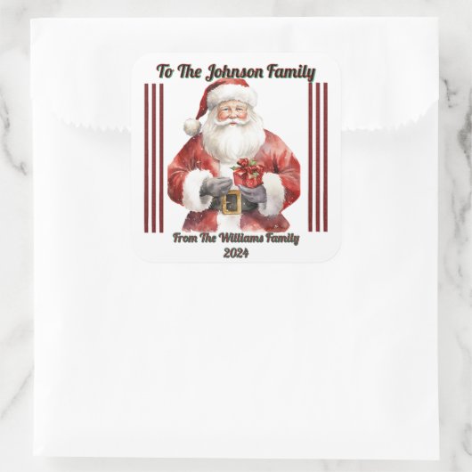 Cheerful Christmas Gift Sticker スクエアシール (バッグ)