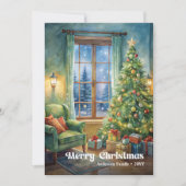 Cheerful Christmas scene card rustic holiday tones シーズンカード (正面)