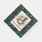 Cheerful Christmas Snowman Napkins Custom Name  (コーナー)