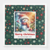 Cheerful Christmas snowman with snowflakes kids  (正面)