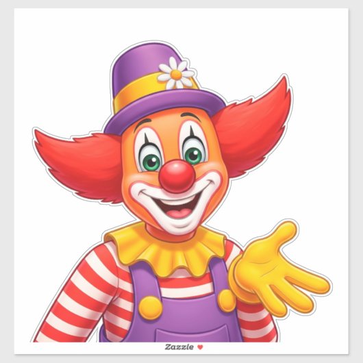 Cheerful Clown With Purple Hat シール (シート)