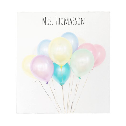 Cheerful Colors Ballons Simple Teacher Notepad  ノートパッド (正面)