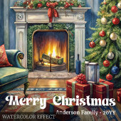 Cheerful cozy Christmas interior rustic red green シーズンカード