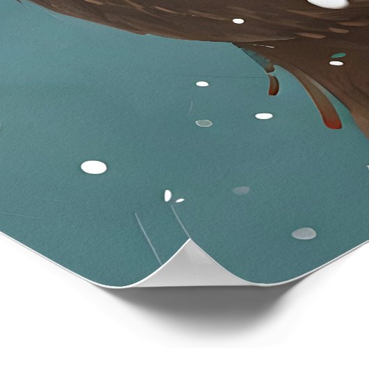 Cheerful Cute Bear Hugging Christmas Tree  ポスター (角)