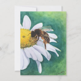 Cheerful daisy and bee blank card 招待状