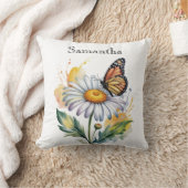 Cheerful Daisy Butterfly – Personalized Nature クッション (ブランケット)