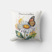 Cheerful Daisy Butterfly – Personalized Nature クッション (正面)