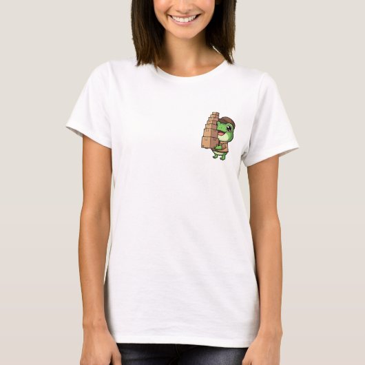Cheerful Delivery Frog Balancing a Towering Stack Tシャツ (正面)